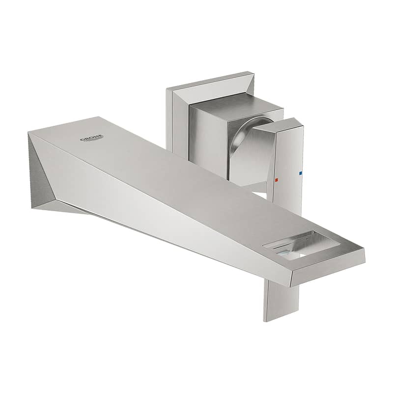 grohe allure brilliant iki delikli lavabo bataryası m boy paslanmaz çelik ön görünüm